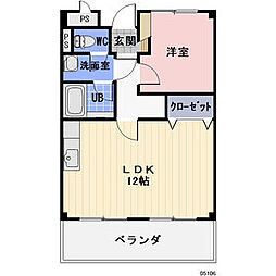 リンピアさくら 1階1LDKの間取り