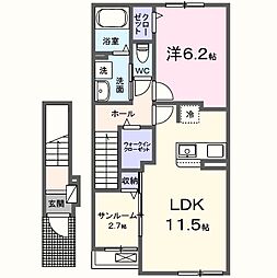 名鉄常滑線 寺本駅 徒歩5分の賃貸アパート 2階1LDKの間取り