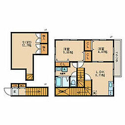 東京メトロ有楽町線 地下鉄赤塚駅 徒歩10分の賃貸アパート 2階2SDKの間取り