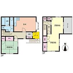 ハイツ西沢 2階3DKの間取り