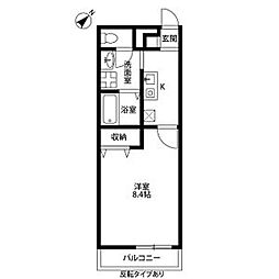 フロランス 東助松 2階1Kの間取り