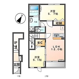 コンフォール　Ｋ 2階2LDKの間取り