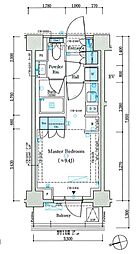 パークリュクス蒲田一丁目 1階ワンルームの間取り