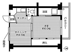 ビレッジハウス旭1号棟 1DKの間取図画像
