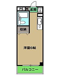 コーポリカIII 2階ワンルームの間取り