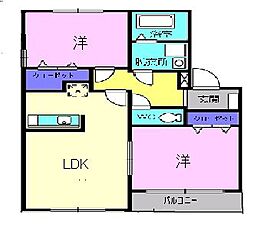 エンゼルウイング 2階2LDKの間取り