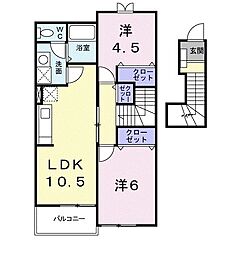 ハイツイチローB 2LDKの間取図画像