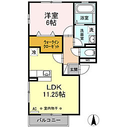 サングリアII 3階1LDKの間取り