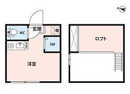 東急田園都市線 池尻大橋駅 徒歩8分の賃貸アパート 1階ワンルームの間取り