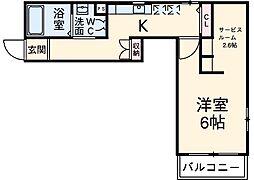 ＡＰＥＸ　ローゲン 2階1Kの間取り