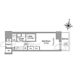 京急本線 新馬場駅 徒歩2分の賃貸マンション 14階1Kの間取り