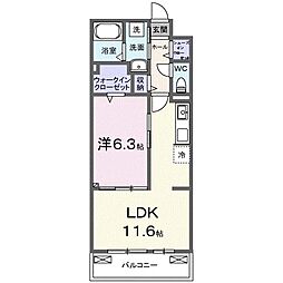 フィオーレ 3階1LDKの間取り