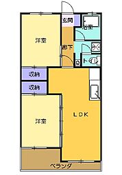 杉浦マンション 2LDKの間取図画像