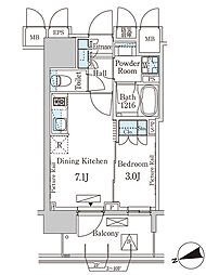 PARKAXIS上野GRACECOURT 1DKの間取図画像