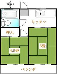 戸田コーポ 3階2Kの間取り