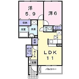 パルティール 2LDKの間取図画像