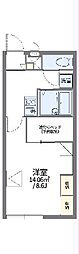 レオパレスひそこB 1Kの間取図画像