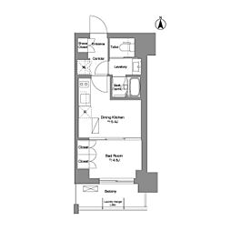 都営大江戸線 新御徒町駅 徒歩3分の賃貸マンション 5階1DKの間取り