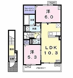 リヴェール・ピア2 2LDKの間取図画像