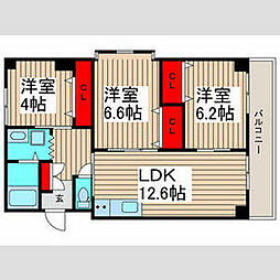 シュロス前田 3階3LDKの間取り