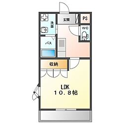 サンモール 1階1Kの間取り