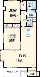 メゾンソレイユ 1階2LDKの間取り