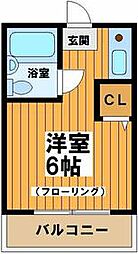 京王線 下高井戸駅 徒歩4分の賃貸マンション 3階ワンルームの間取り