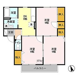 フローラハイツ　Ｂ 1階3DKの間取り