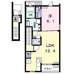 海部郡大治町大字北間島字大道アパート 1LDKの間取図画像