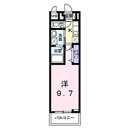 ヒカルサ熊谷久下 3階1Kの間取り