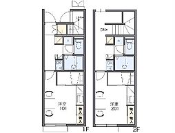 JR関西本線 河原田駅 徒歩12分の賃貸アパート 1階1Kの間取り