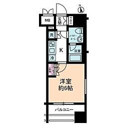 ライジングプレイス川崎 1Kの間取図画像