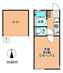 ヒルズ浜町 206 2階1Kの間取り