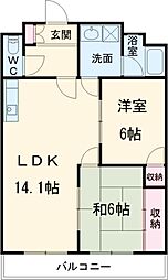 名古屋市営名港線 六番町駅 徒歩7分の賃貸マンション 7階2LDKの間取り