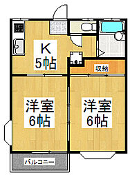 ボンシャンス 2Kの間取図画像