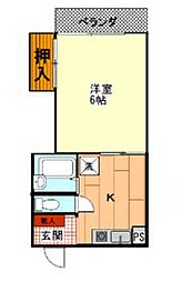 多摩都市モノレール 大塚・帝京大学駅 徒歩10分の賃貸マンション 3階1Kの間取り