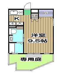 エスペランス 2階ワンルームの間取り