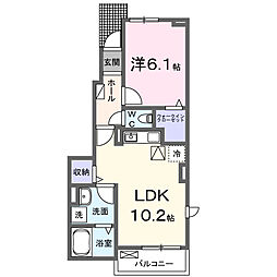 グランツ 1階1LDKの間取り