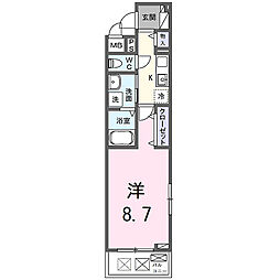 コンチェストIII祥豊 2階1Kの間取り
