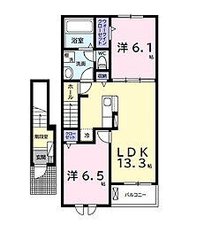 ベルメランジェＢ 2階2LDKの間取り