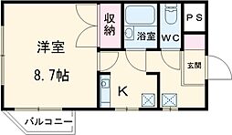 サンフォレストII 1階1Kの間取り