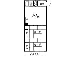 エクセル三条 4階2DKの間取り