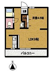ｆメゾン堀田 3階1LKの間取り