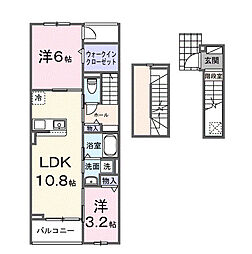ソレイユ 3階2LDKの間取り