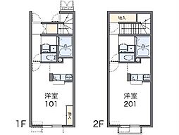 レオネクスト藤3 1Kの間取図画像