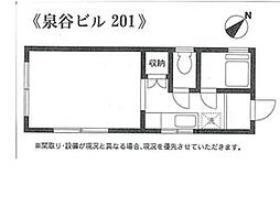 泉谷ビル 2階ワンルームの間取り
