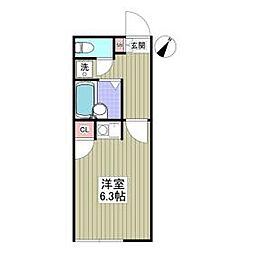 京急本線 戸部駅 徒歩11分の賃貸アパート 1階ワンルームの間取り