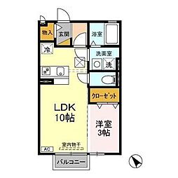 ヴィラ・グリーン 1階1LDKの間取り