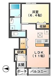 イト早野パレス 1LDKの間取図画像