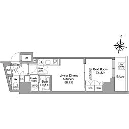 京急本線 新馬場駅 徒歩2分の賃貸マンション 13階1LDKの間取り